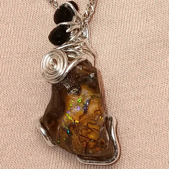 Australian Boulder Opal Pendant Sterling Silver - Picture 14 of 16